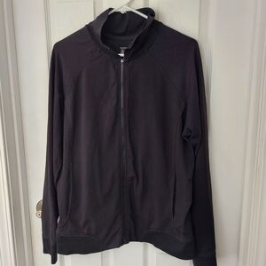 Old Navy Black Zip Up Jacket with Design on Back XL